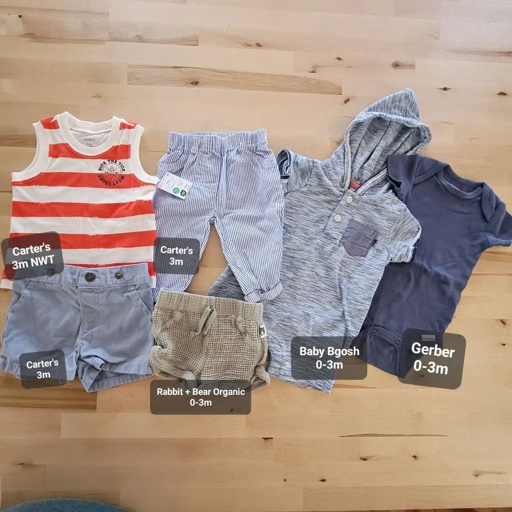 Baby Boy Clothing Lot NB 0-3m Gerber OshKosh Carter's NEW One PC Shorts Blue